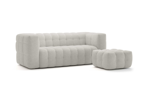 Canapé droit fixe 3 places tissu bouclette Cloud