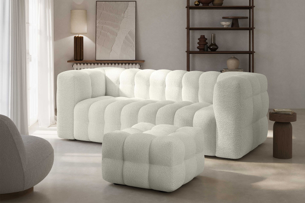 Canapé droit fixe 3 places tissu bouclette Cloud