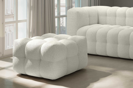Pouf Cloud – Tissu bouclette, confort et design
