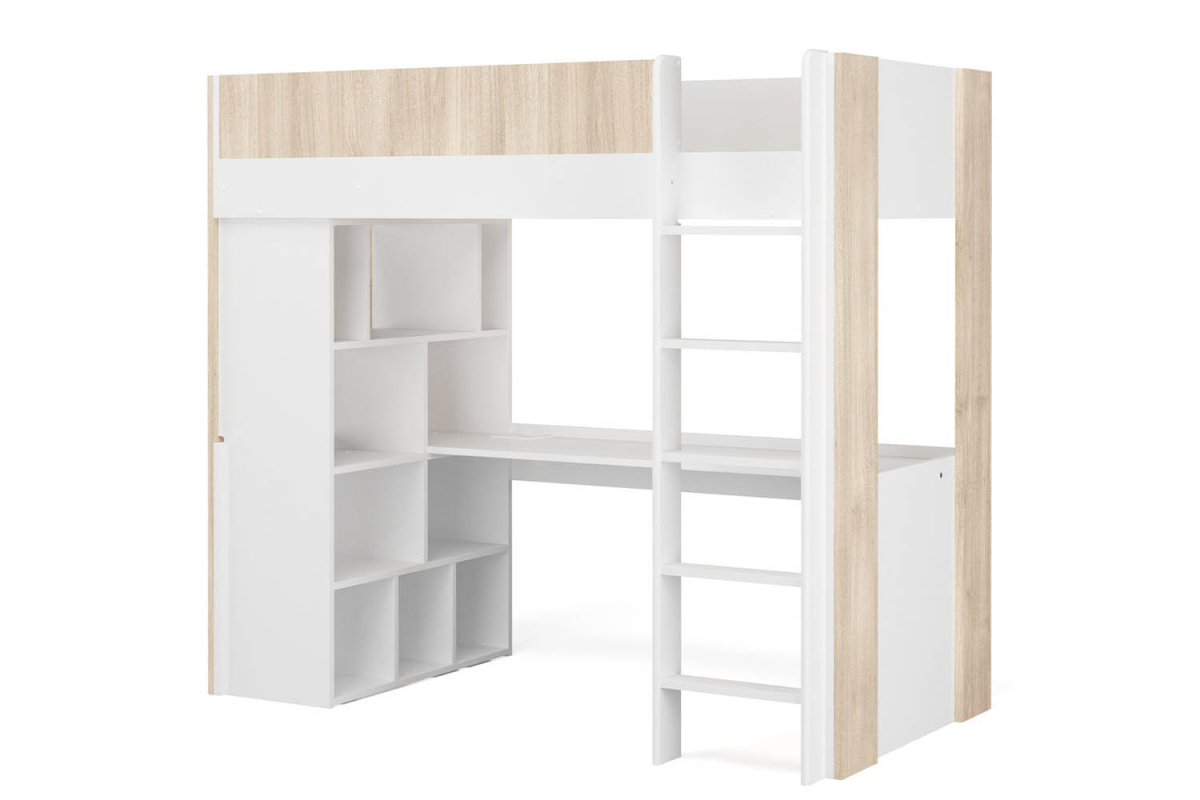 Lit mezzanine en bois avec bureau Gaïa