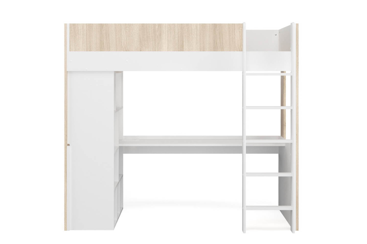 Lit mezzanine en bois avec bureau Gaïa