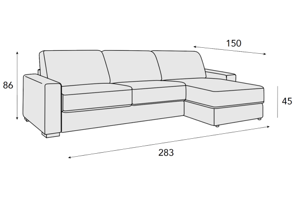 Canapé d’angle convertible Côme – Tissu lisse & coffre