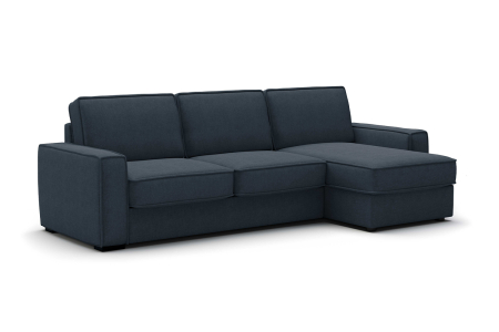 Canapé d’angle convertible Côme – Tissu lisse & coffre