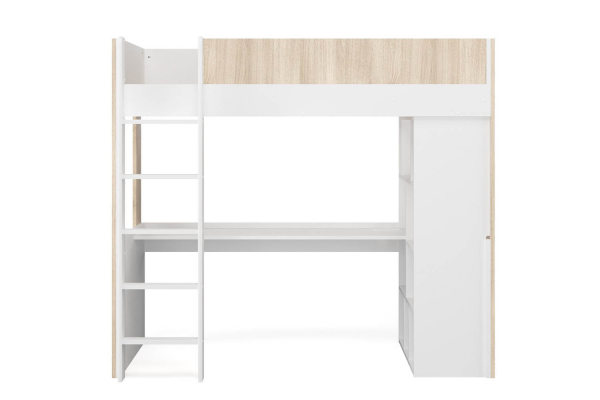 Lit mezzanine en bois avec bureau Gaïa