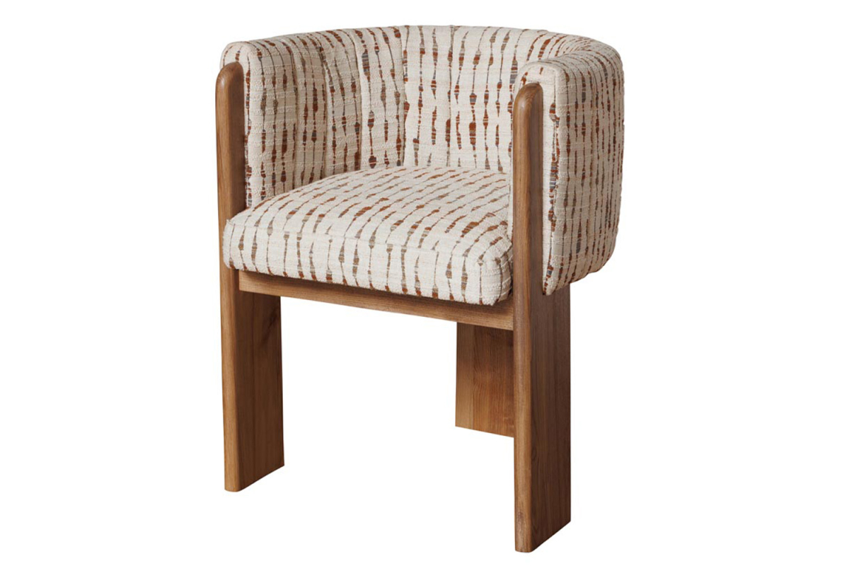 Chaise avec accoudoirs en acacia massif et tissu Elyor