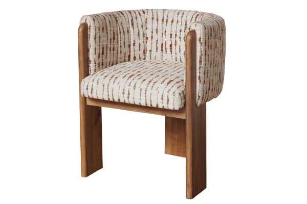 Chaise avec accoudoirs en acacia massif et tissu Elyor