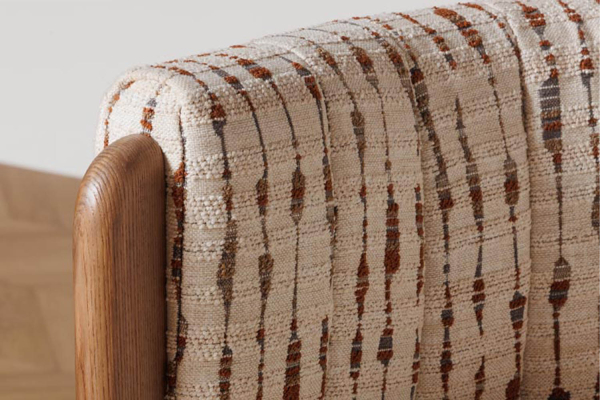 Chaise avec accoudoirs en acacia massif et tissu Elyor