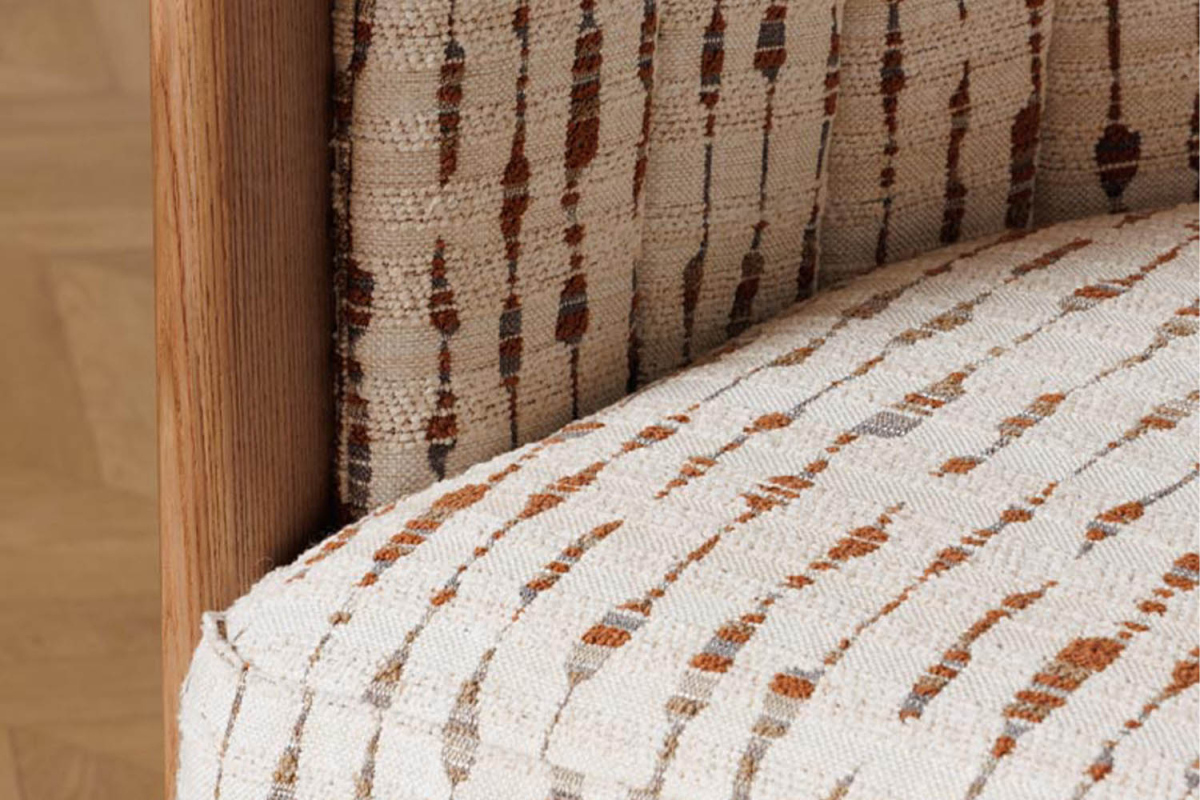 Chaise avec accoudoirs en acacia massif et tissu Elyor