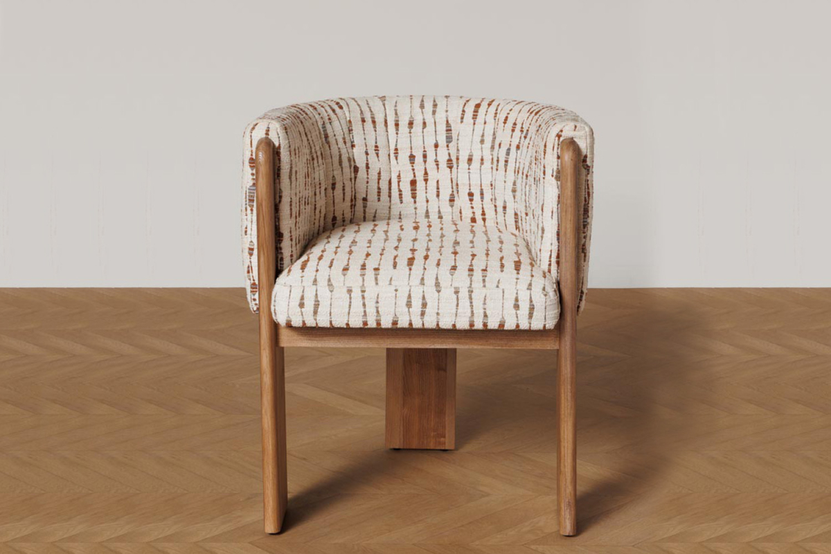 Chaise avec accoudoirs en acacia massif et tissu Elyor