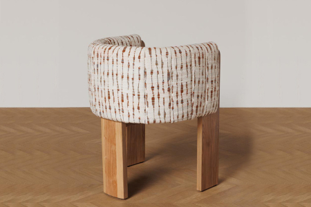 Chaise avec accoudoirs en acacia massif et tissu Elyor