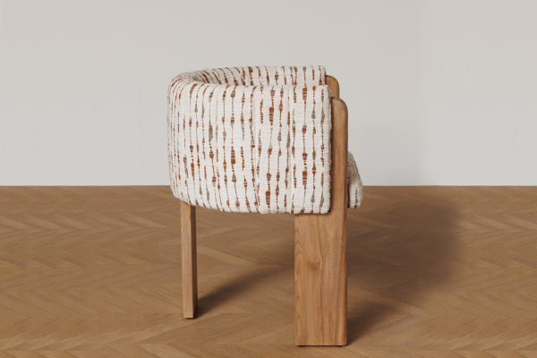 Chaise avec accoudoirs en acacia massif et tissu Elyor