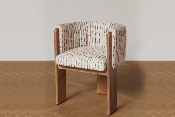 Chaise avec accoudoirs en acacia massif et tissu Elyor