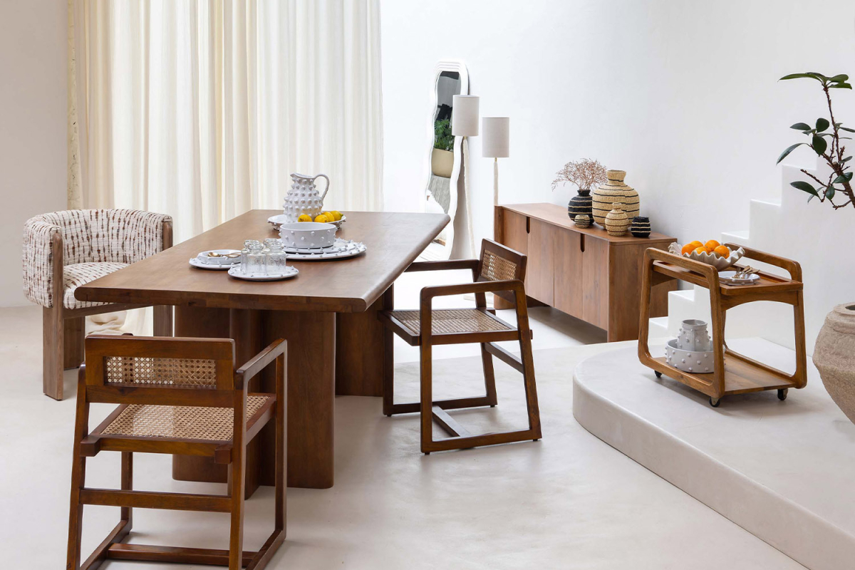 Chaise avec accoudoirs manguier et cannage Sorenza