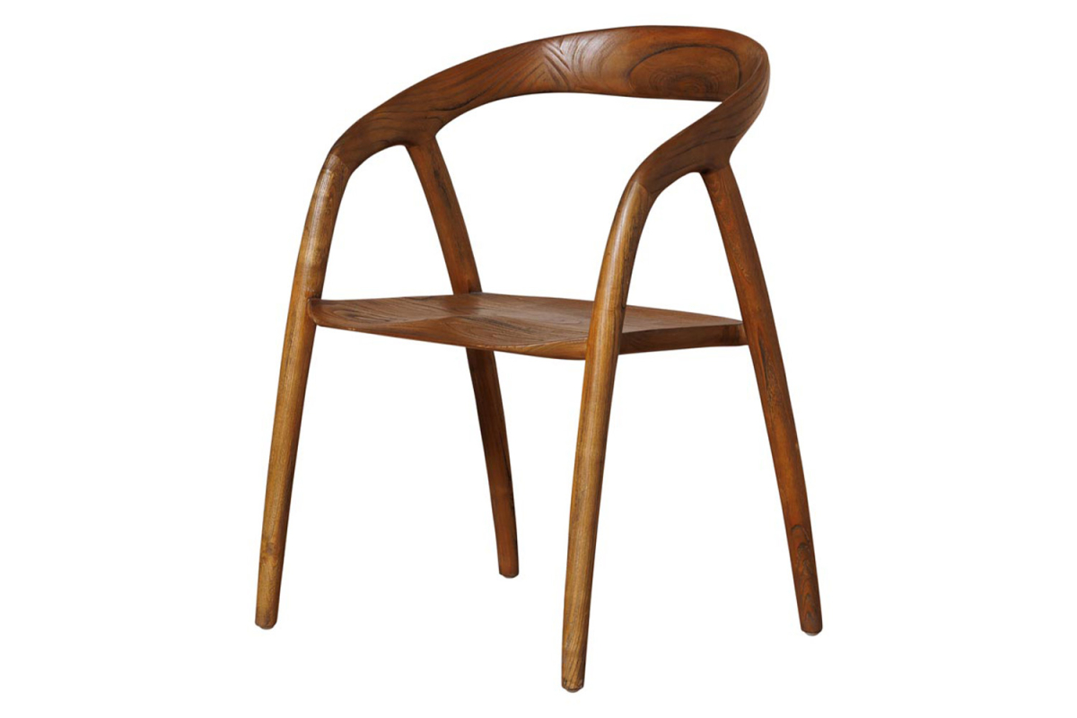 Chaise avec accoudoirs en sungkai massif Isandor