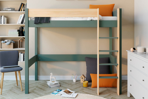Lit mezzanine en pin massif sans nœud Nina