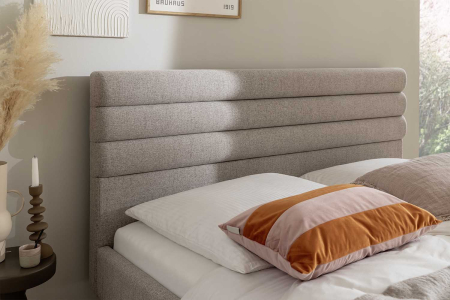 Lit avec tête de lit en tissu Edel – Élégance et confort intemporel