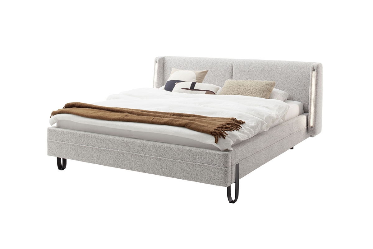 Lit avec tête de lit en tissu avec éclairage intégré Lumea