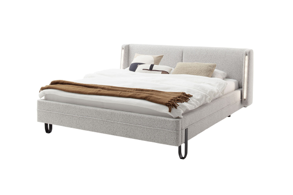 Lit avec tête de lit en tissu avec éclairage intégré Lumea
