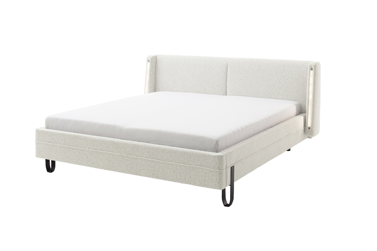 Lit avec tête de lit en tissu avec éclairage intégré Lumea