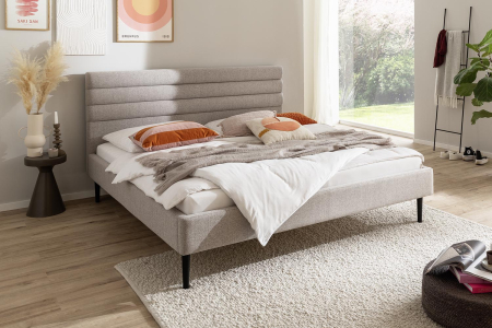 Lit avec tête de lit en tissu Edel – Élégance et confort intemporel