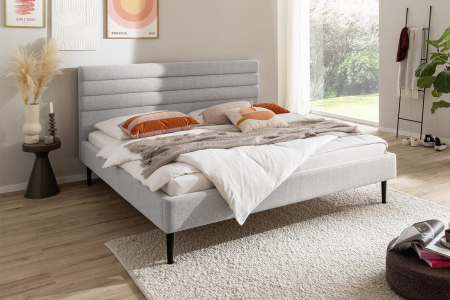 Lit avec tête de lit en tissu Edel – Élégance et confort intemporel
