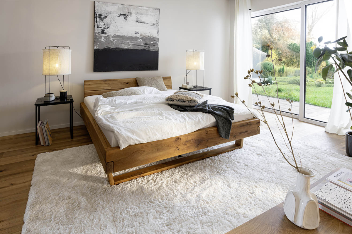 Lit en chêne massif au style contemporain - Bois certifié