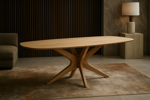 Table en chêne massif avec pieds étoile Jacob – Élégance et design
