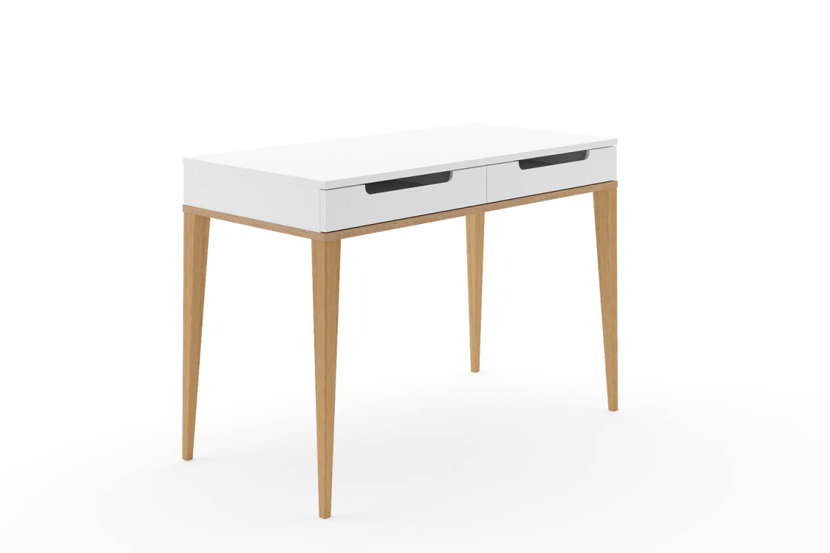 Bureau 2 tiroirs Orio | Blanc et chêne, fabriqué en France