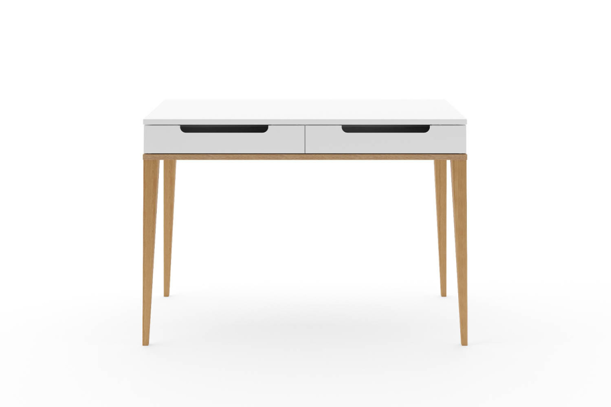 Bureau 2 tiroirs Orio | Blanc et chêne, fabriqué en France