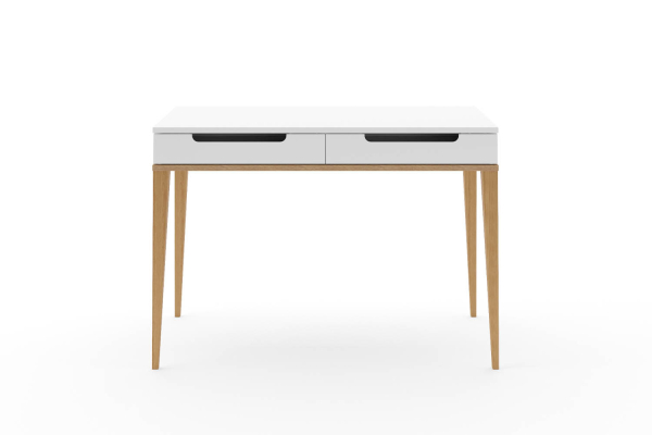 Bureau 2 tiroirs Orio | Blanc et chêne, fabriqué en France