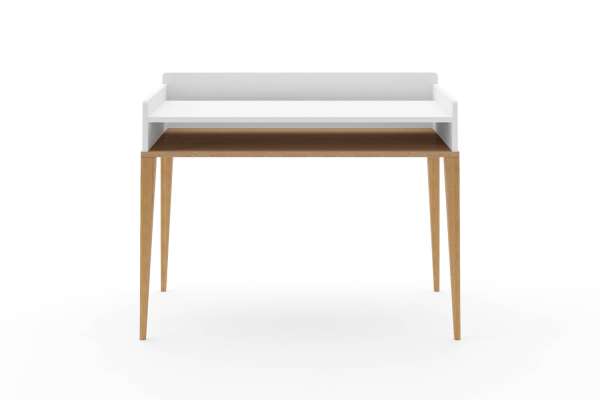 Bureau à casier Orio | Blanc et chêne, fabriqué en France