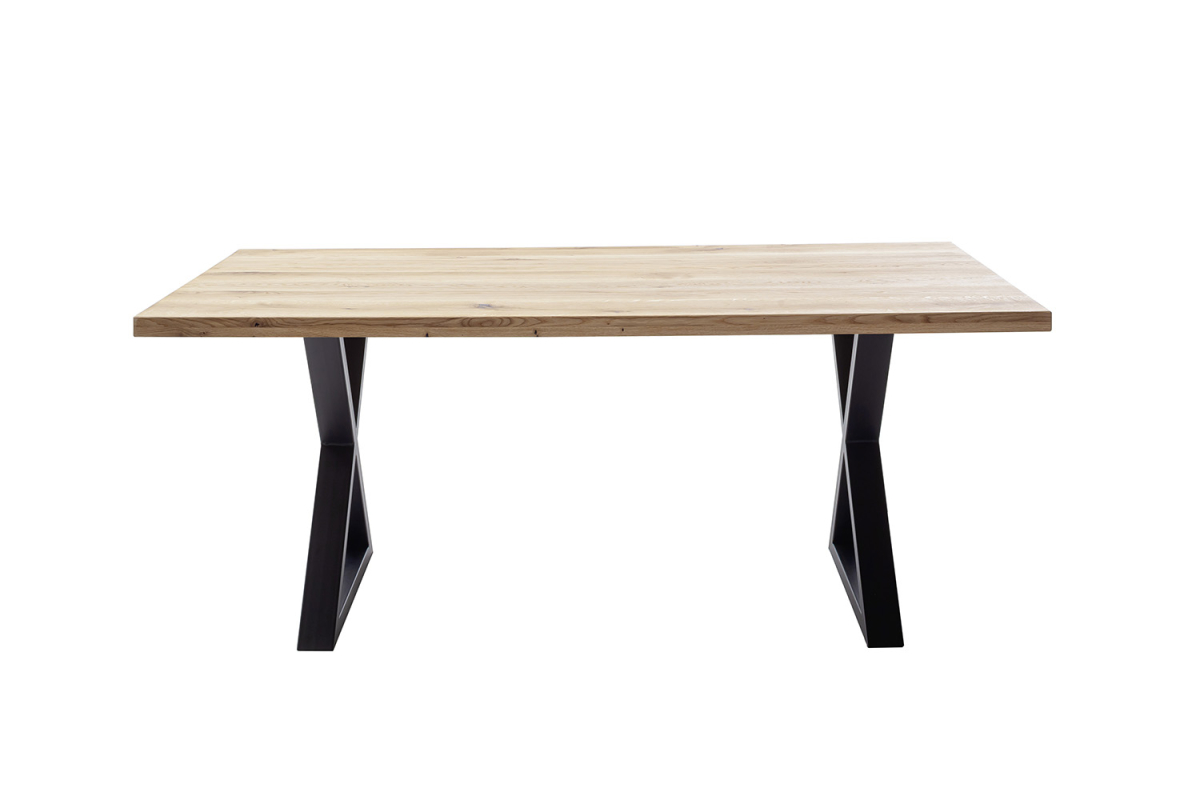 Table en chêne massif et pieds X en acier | Élégance & robustesse