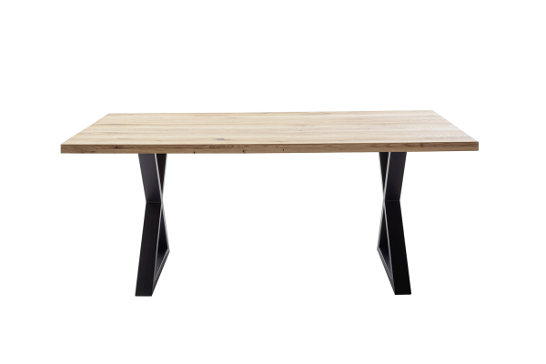Table en chêne massif et pieds X en acier | Élégance & robustesse