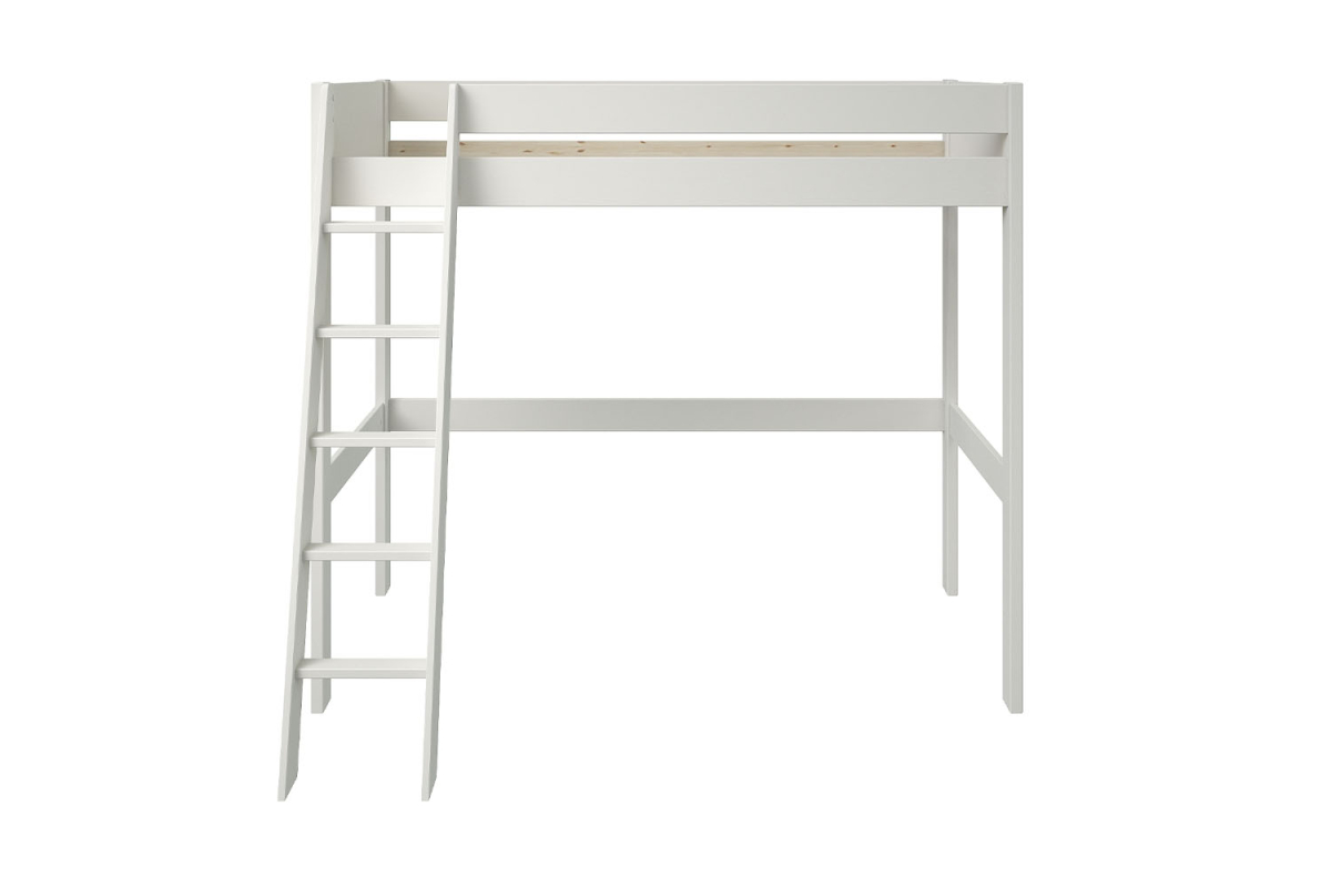 Lit mezzanine 1 place en pin massif Rimini – Blanc
