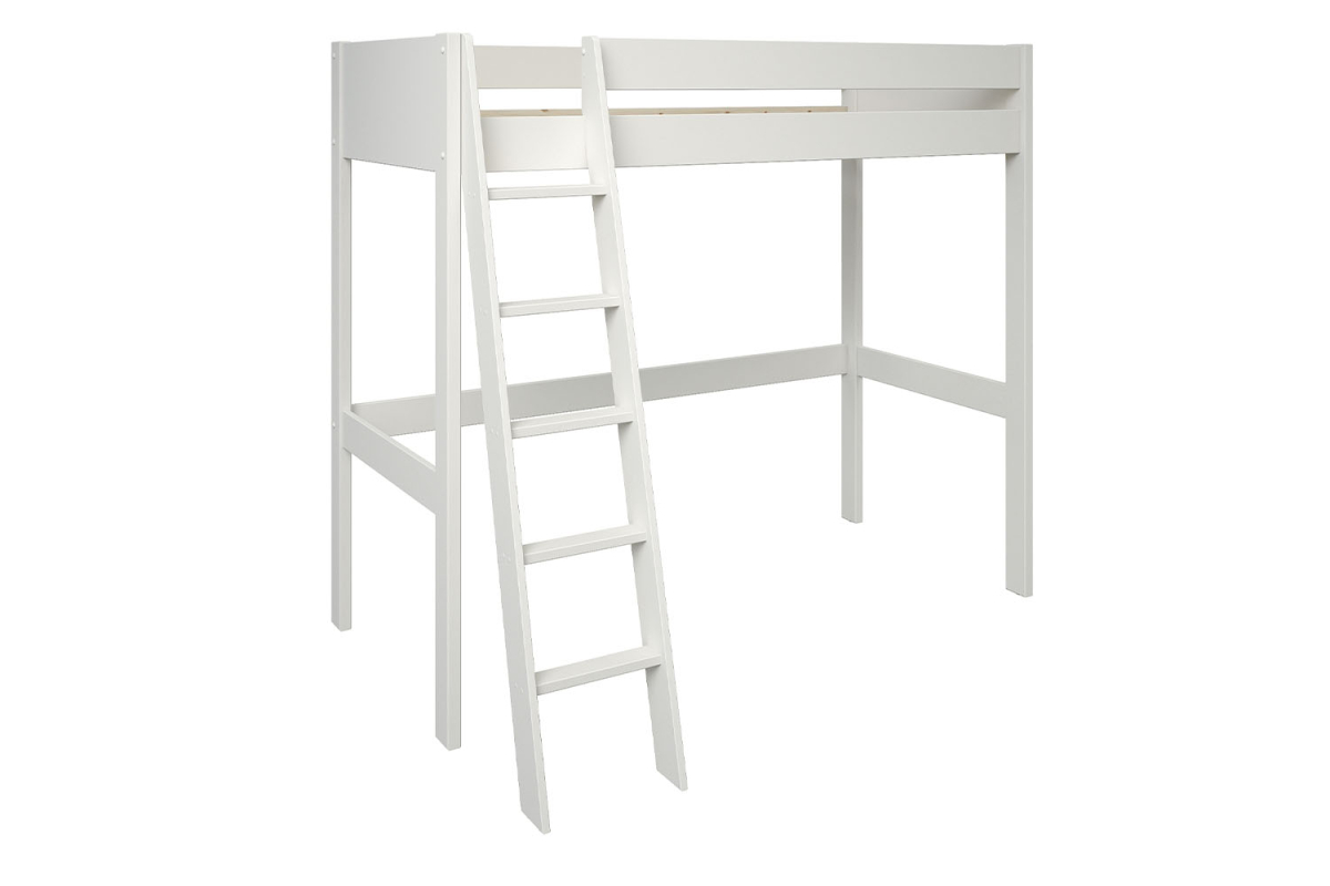 Lit mezzanine 1 place en pin massif Rimini – Blanc
