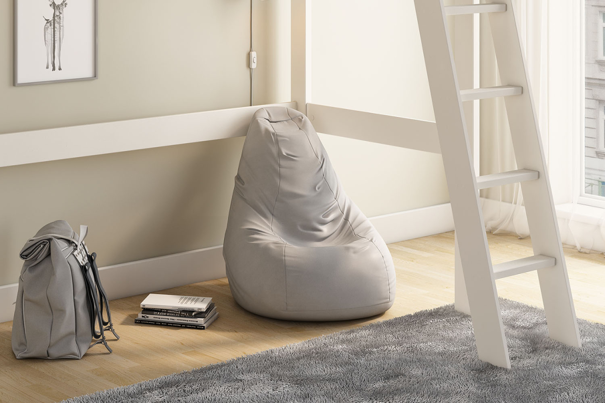 Lit mezzanine 1 place en pin massif Rimini – Blanc