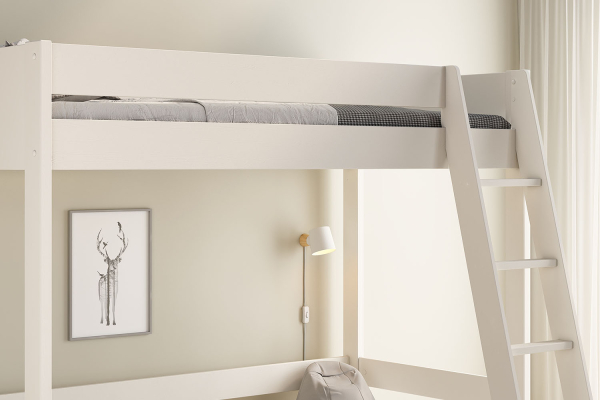 Lit mezzanine 1 place en pin massif Rimini – Blanc