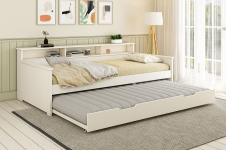 Lit banquette avec rangement en bois Milo 90x200 – Design classique