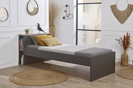 Lit 1 place avec tête de lit en bois Sofia