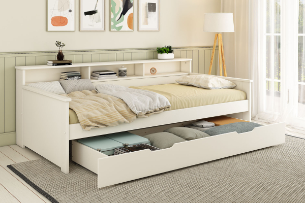 Lit banquette avec rangement en bois Milo 90x200 – Design pratique