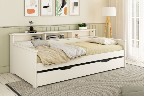 Lit banquette avec rangement en bois Milo 90x200 – Design pratique