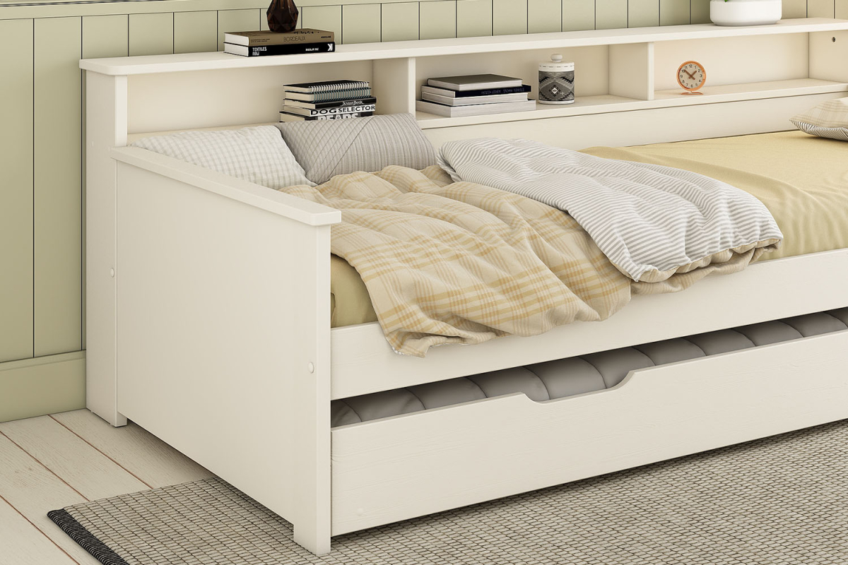 Lit banquette avec rangement en bois Milo 90x200 – Design classique
