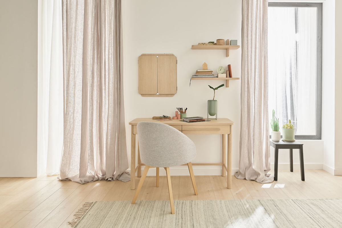 Bureau 2 tiroirs en bois Naya – Élégance et fonctionnalité