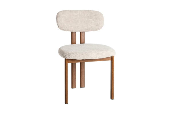 Chaise Maïa en tissu déperlant et pieds acier