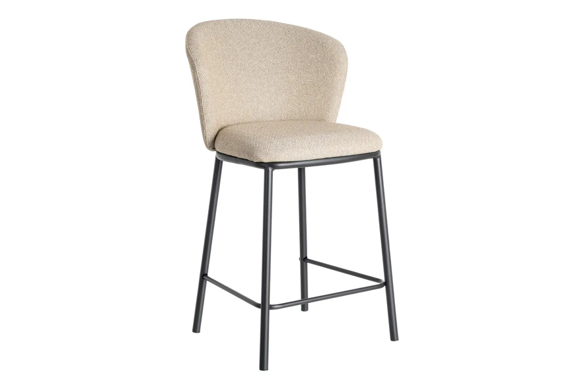 Tabouret haut en tissu et pied métal Sorren – Élégance et confort