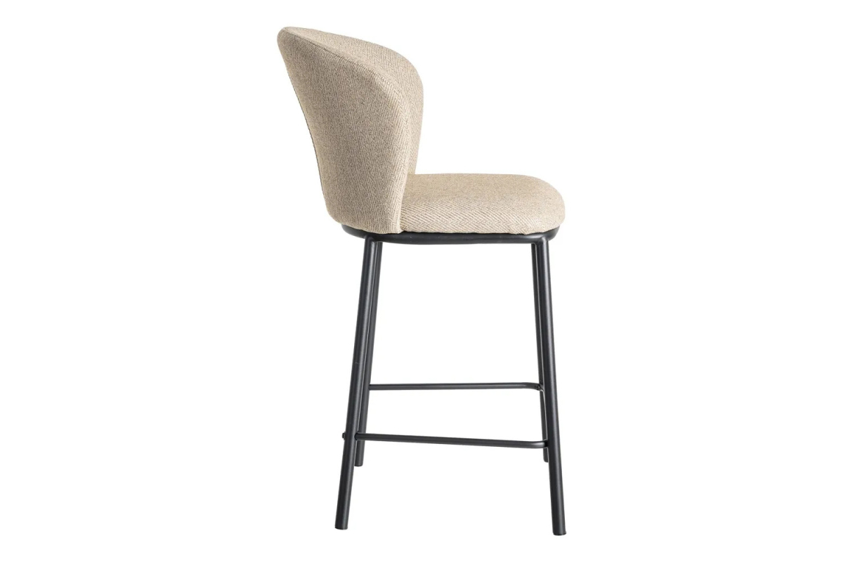 Tabouret haut en tissu et pied métal Sorren – Élégance et confort