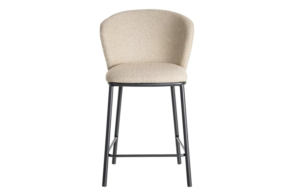 Tabouret haut en tissu et pied métal Sorren – Élégance et confort