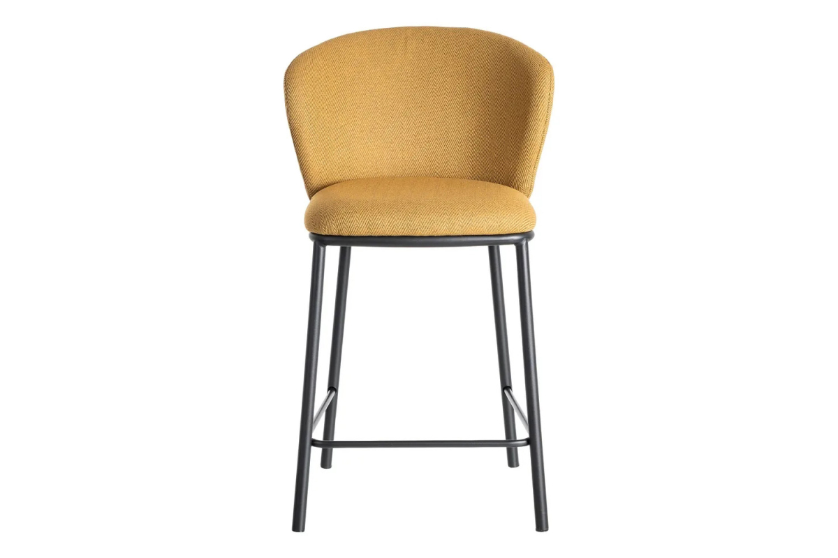 Tabouret haut en tissu et pied métal Sorren – Élégance et confort