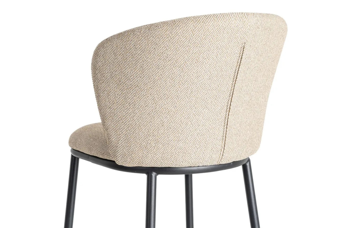 Tabouret haut en tissu et pied métal Sorren – Élégance et confort