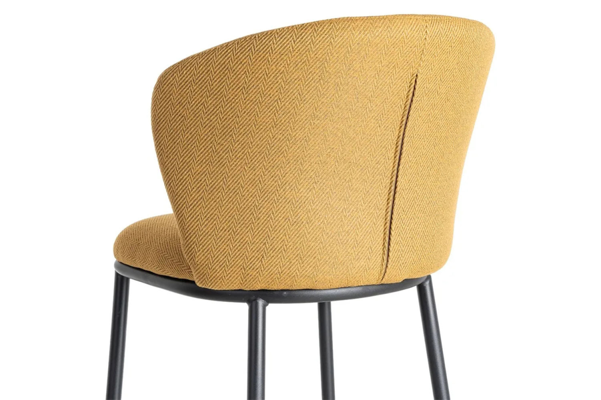 Tabouret haut en tissu et pied métal Sorren – Élégance et confort
